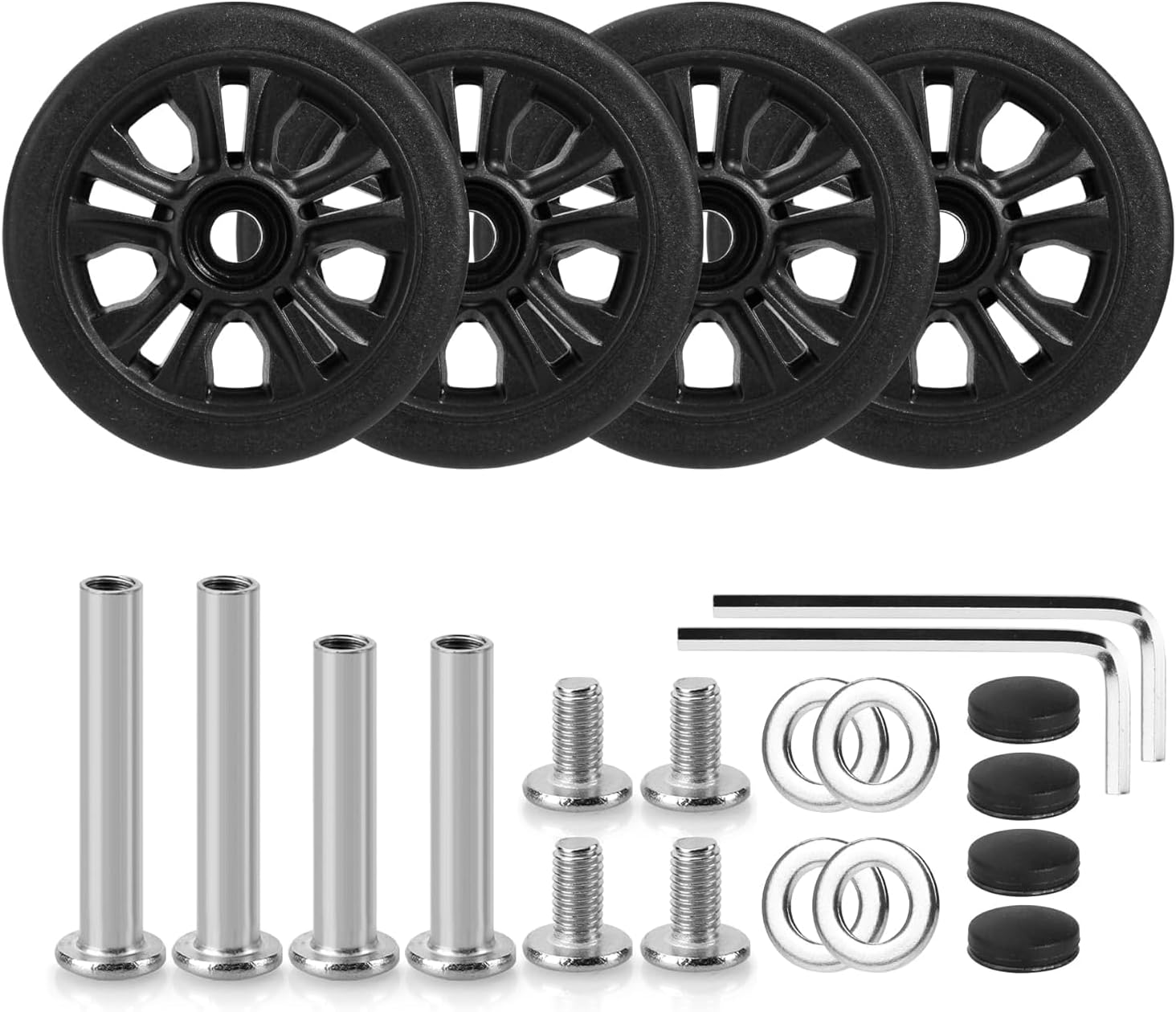 Volein 4 Pcs Suitcase Replacement Double Wheels, Wear Resistant Luggage Wheels Replacement with Bearings Spare Casters Kit for Worn Suitcase Tyres, 4 Pcs, Vn2-55Mm image number 6