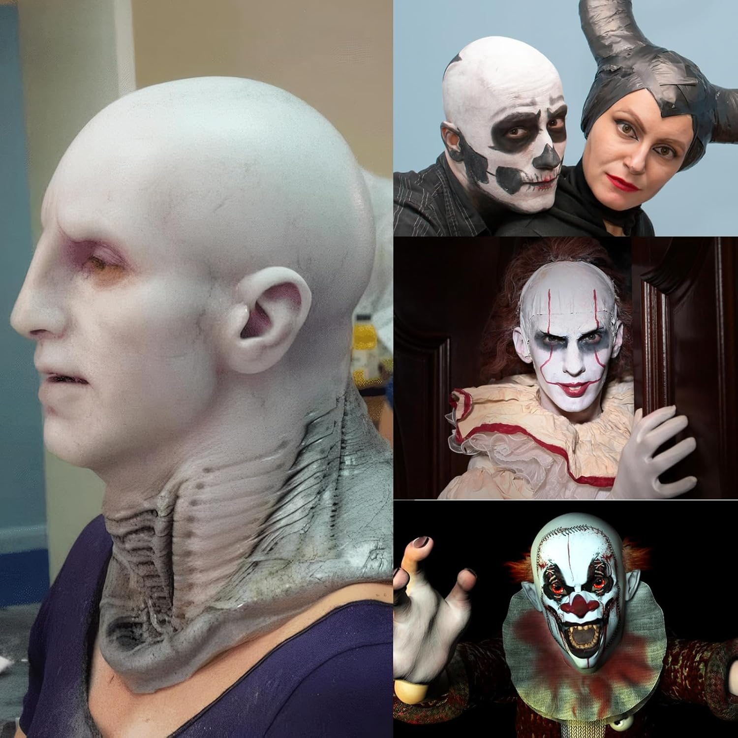 Pack of 2 Bald Cap and 2 Bald Heads, Pitbull Bald Caps, Pitbull Bald, Costume Set with Bald Head for Wig Makeup, Halloween Role Play, Costume Accessories image number 5