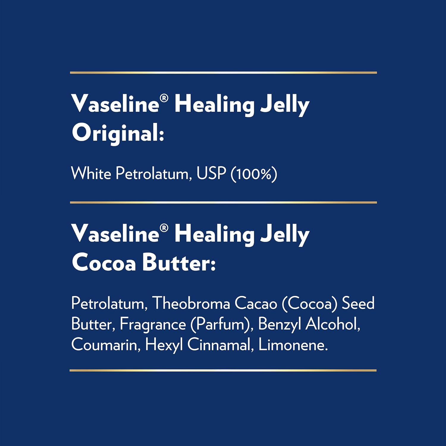 Vaseline Original & Cocoa Butter Healing Jelly Travel-Size Variety 2-Pack &ndash; Rich Moisturizing Ointment, Skin Protectant for Soothing Cracked, Dry Skin, 1.75 Oz Ea