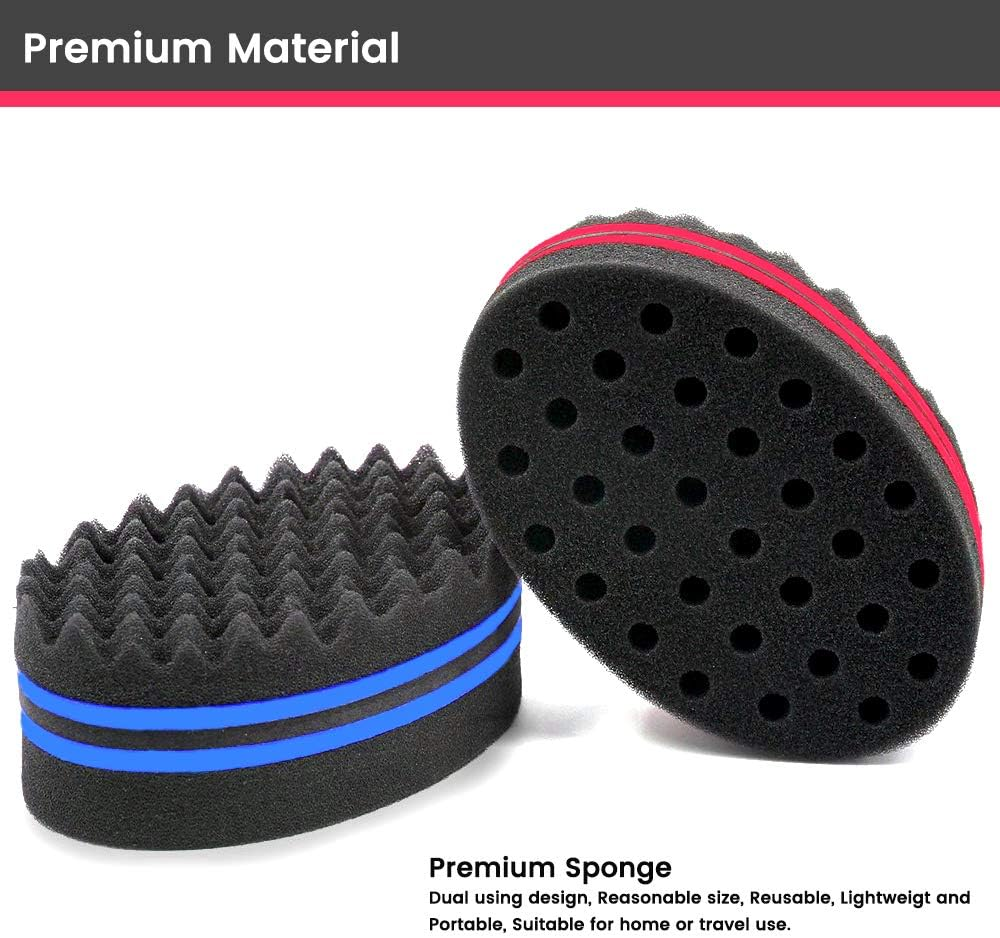 3Pcs Magic Hair Twist Sponge Brush, AUHOKY Premium Two-Sided Barber Curl Sponge with Small Holes, Men Women Children Hair Styling Care Tool for Afro Curling Coils Wave Hair Dreadlocks(3Colors) - 3Pcs image number 6