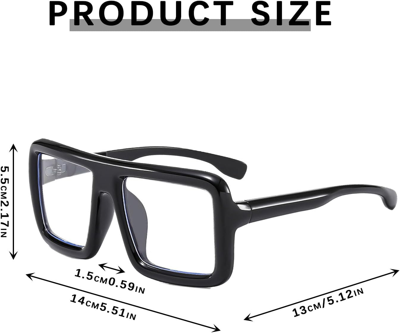 2 Pcs Oversize Eyeglasses, Retro Large Frame Glasses, Thick Black Frames Clear Lens, Square Glasses, Fashion and Costume Accessories, Classic Fake Glasses, Nerd Fun Glasses (Black)