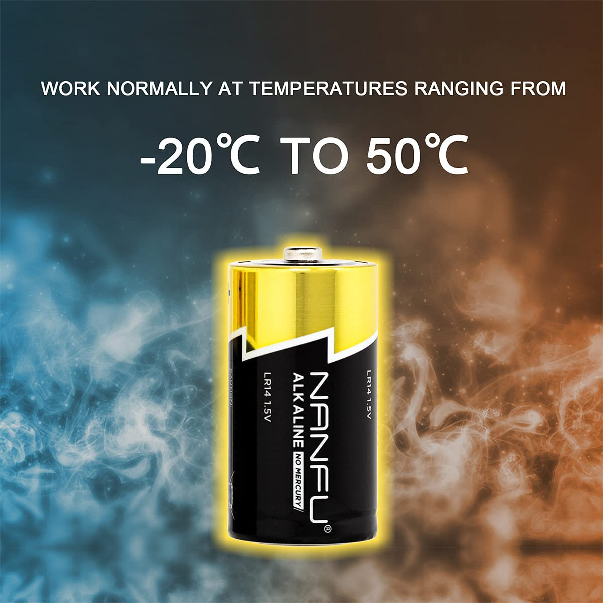 NANFU Alkaline C Cell Batteries(12 Count), 1.5V Large Capacity Non-Rechargeable Leak Proof Premium Alkaline Batteries with 10-Year Shelf Life for Flashlights, Medical Equipment, Toys, Radio, Water Heater, Cooking Utensils image number 6