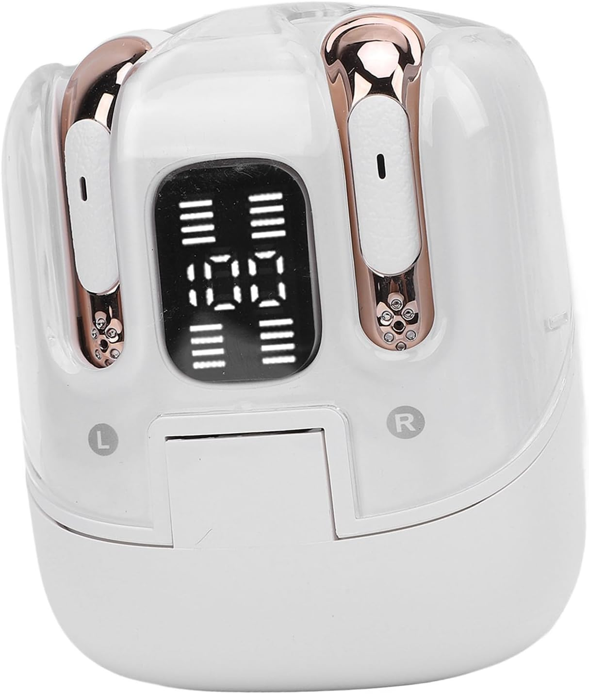 Jectse Two Pairs of Wireless Dual Touch Audio Earbuds, Pair Earphones with LED Display, Bluetooth 5.4 Deep Bass Sound in Ear Earphones, for Couples with Two People (White)