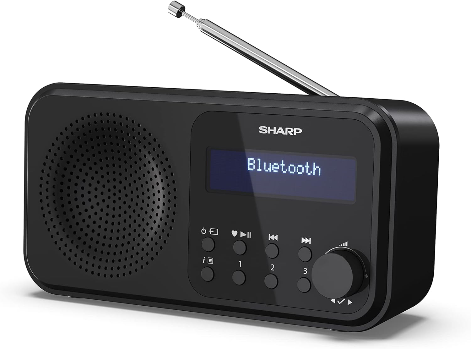 SHARP DR-P420(BK) Tokyo Portable Digital Radio with Bluetooth 5.0, Mono DAB+/FM Audio Player, Compact & Lightweight, Usb/Battery Powered, Dual Alarm Clock & 40 Pre-Sets &ndash; Midnight Black
