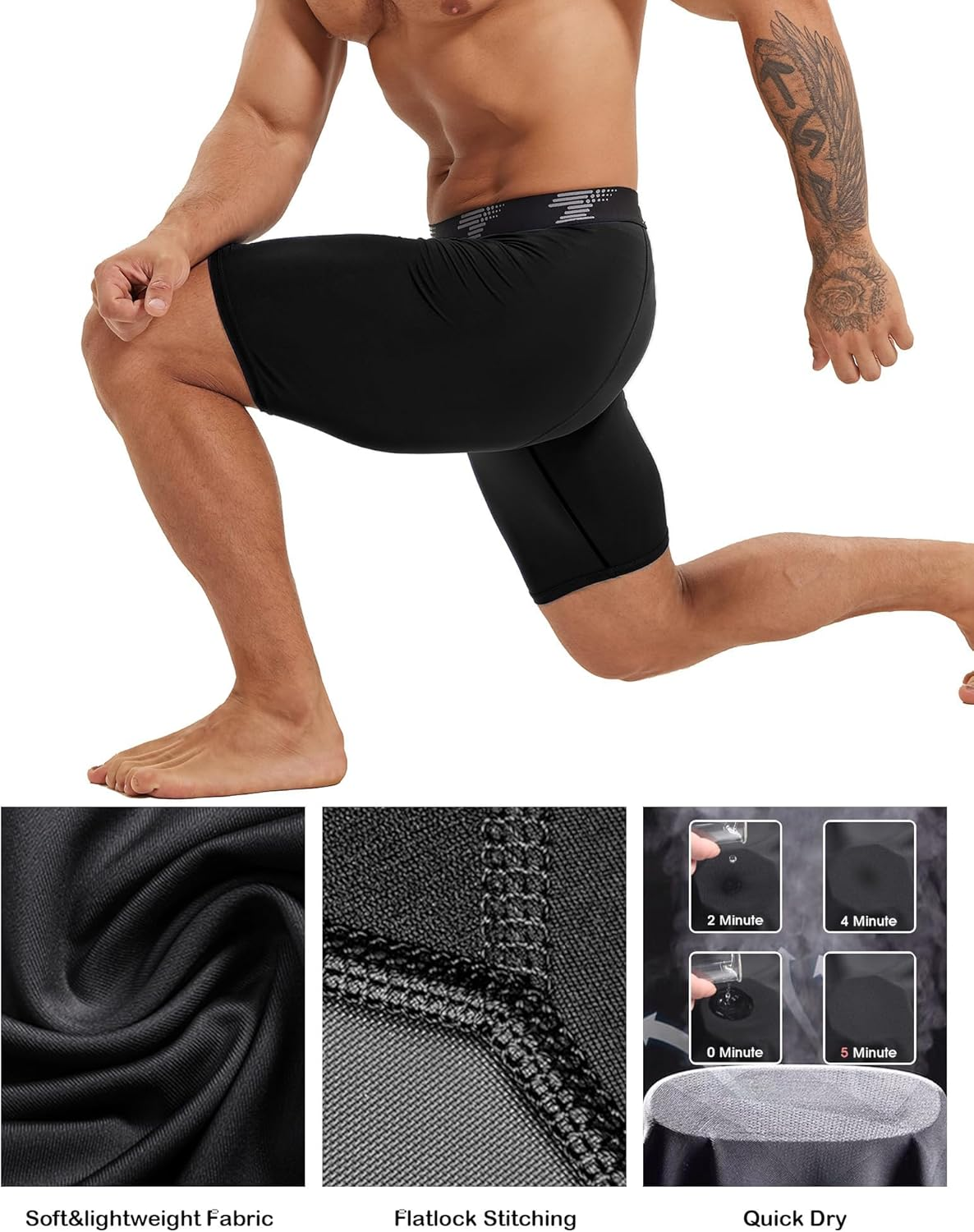 TELALEO 5 Pack Men'S Compression Shorts Quick Dry Running Tights, Sports Performance Active Short Seta image number 4