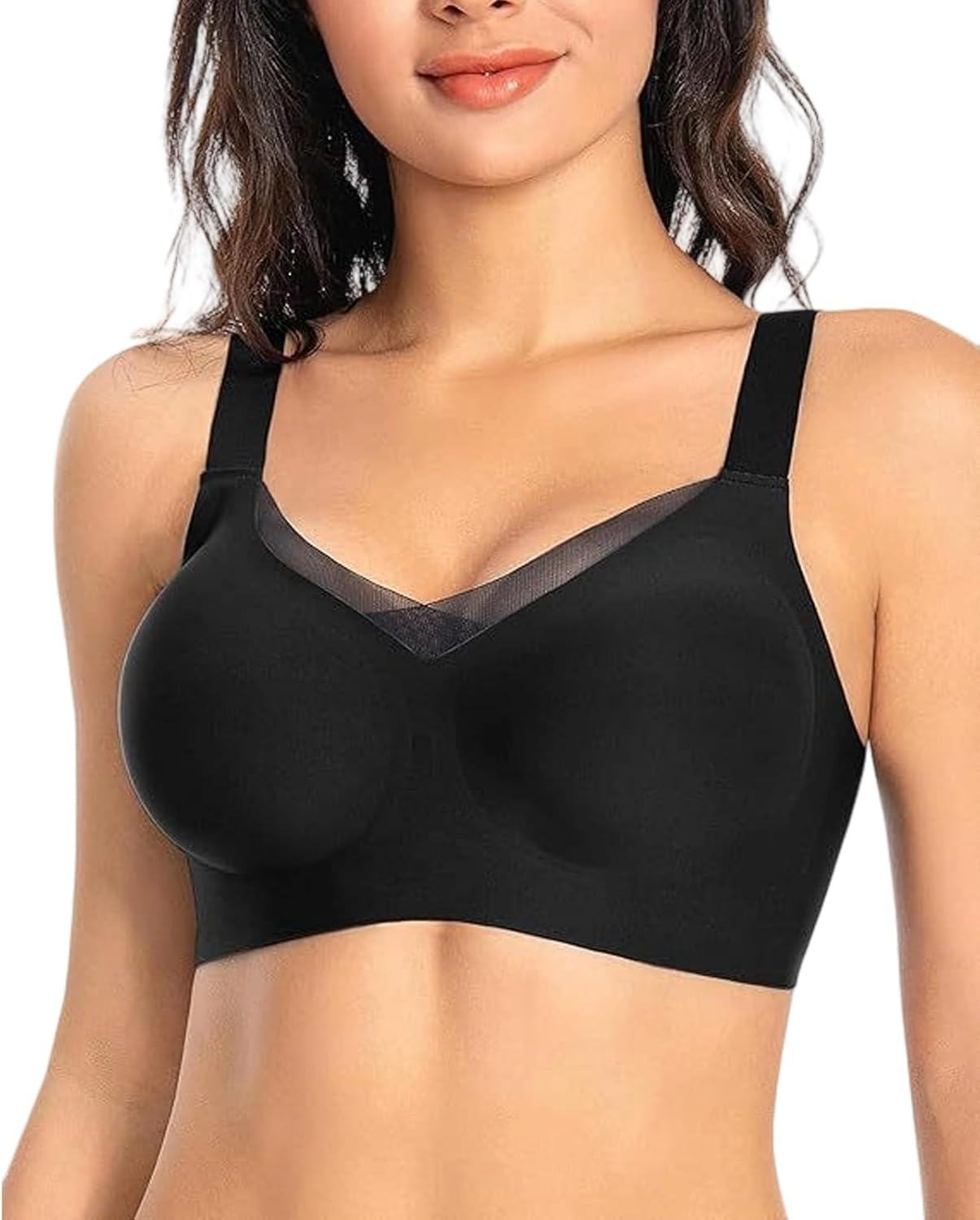 Arisefrom Bra, Havethedare Bra, Women'S Wireless V-Neck Crossover Mesh Seamless Push-Up Bras(No Underwire)