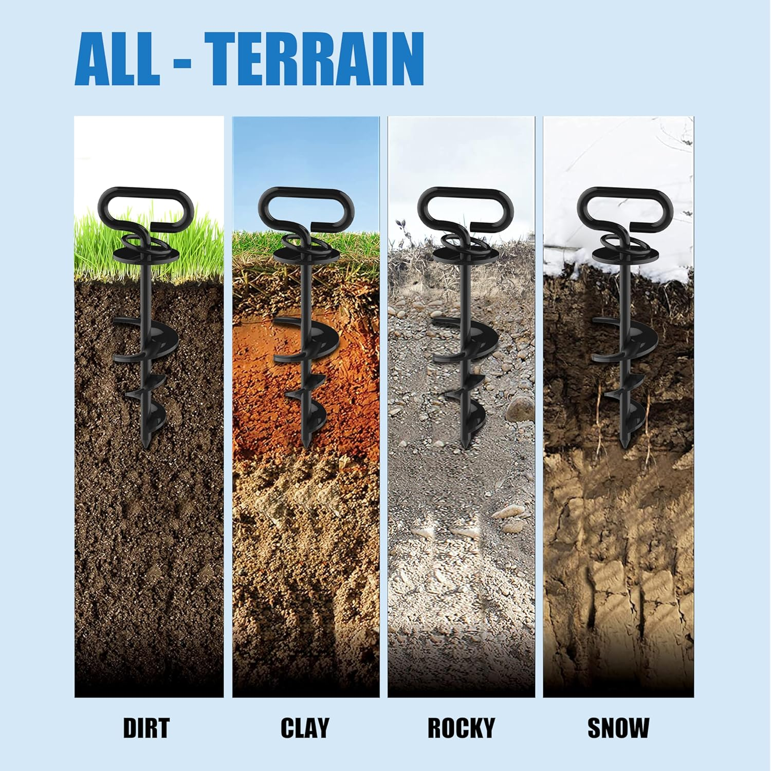 Eurmax USA Heavy-Duty Dog Tie Out Stake - Easy Installation Yard Leash Anchor for Outside, Portable Camping Ground Anchor for Large Dogs, Trampoline - 1-Pack (Black)