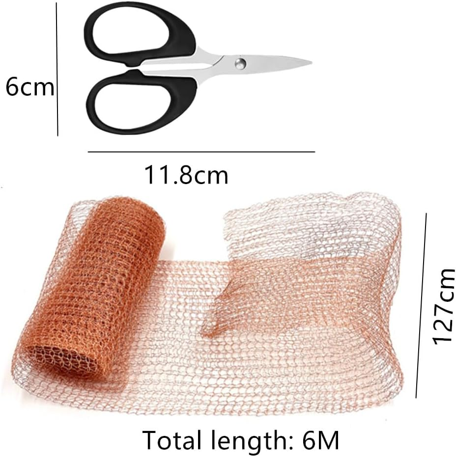 Pure Copper Net,Copper Mesh Control,12.7 Cm X 6 M Snail Fence Copper Mesh, Copper Tape against Snails, Copper Mesh Protection Copper Mesh Rat Traps for Repelling Worms and Garden Pest Control