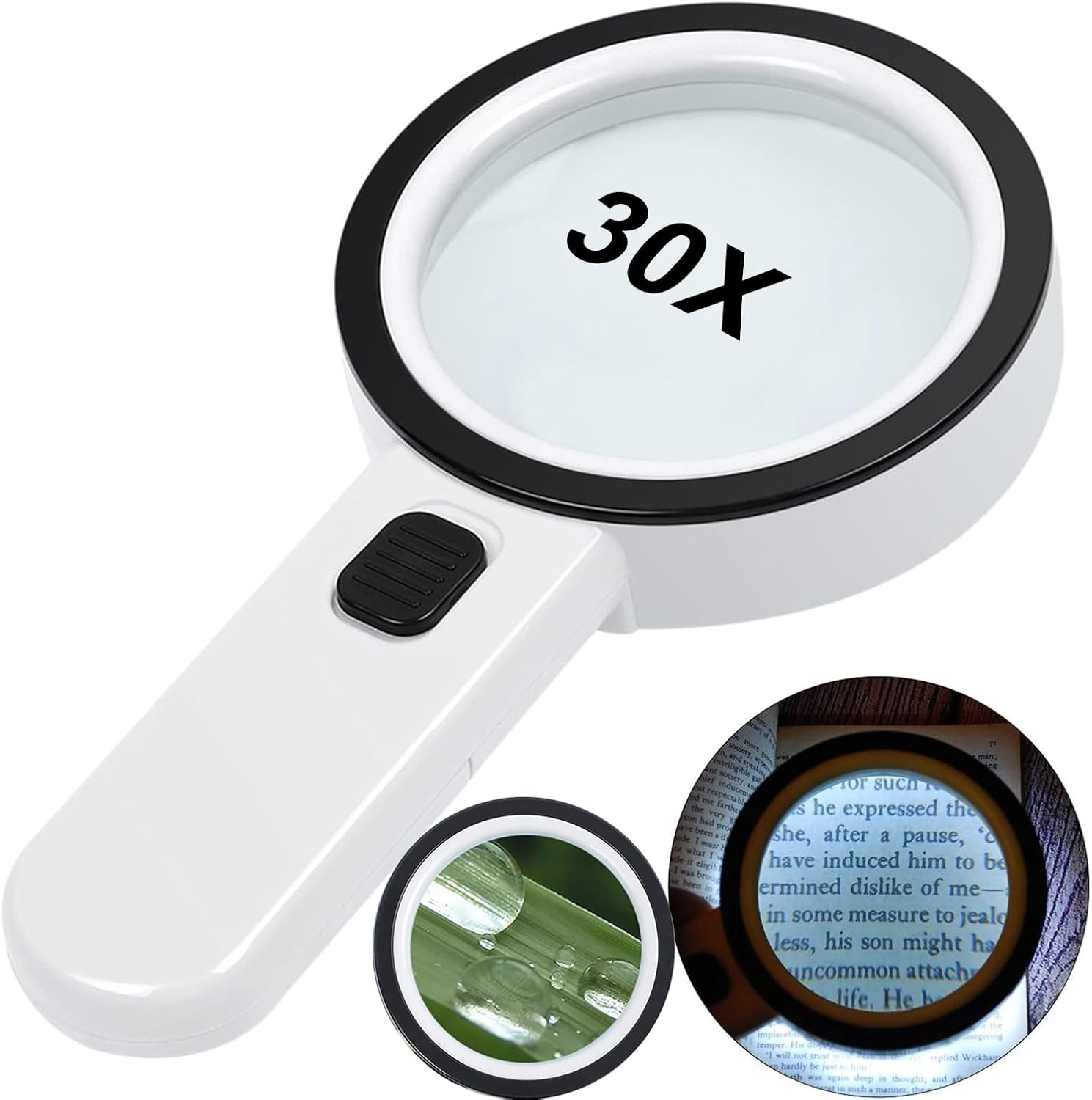 Mumoo Bear Magnifying Glass with Light, 30X Handheld Large Magnifying Glass 12 LED Illuminated Lighted Magnifier for Macular Degeneration Seniors Reading Inspection Coins Jewelry image number 3