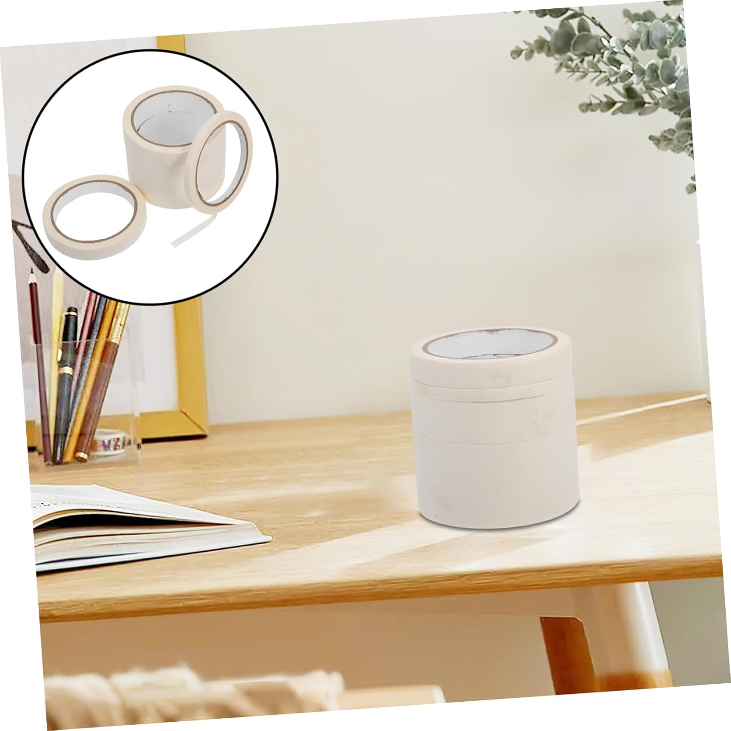 Masking Paper Tape Roll 4 Rolls Automotive Painting Masking Tape High-Temperature Non-Slip image number 3