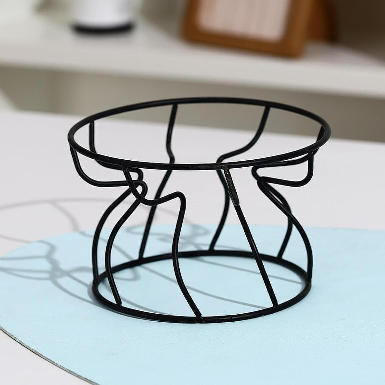 Perfk Elevated Dog Food Dish Holder Raised Cat Bowl Stand Puppy Eating Utensil Ergonomic Non Slip Kitty Metal Stand for Cat Dish, Black - Pink image number 3