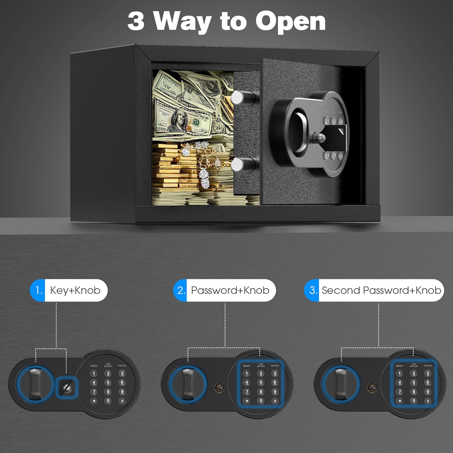 Advwin Security Safe and Lock Box, Steel Drop Safe with Electronic Digital Keypad and Key, 13 L/0.46 Cubic Feet, for Home Office Hotel Business Jewelry Cash image number 6