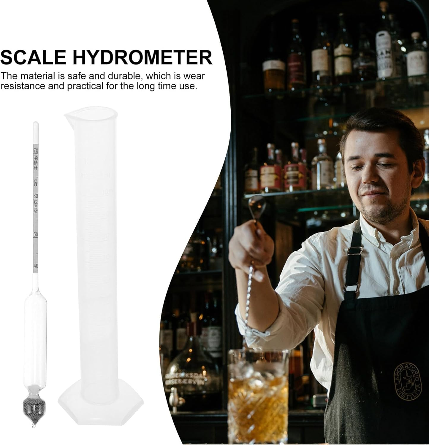 Zerodeko 1 Set Alcohol Meter Hydrometer Home Alcohol Test Distilling Supplies Fermentation Kit Alcohol Percentage Tester Alcoholmeter Home Brewing Kit Wine Liquor Glass image number 1