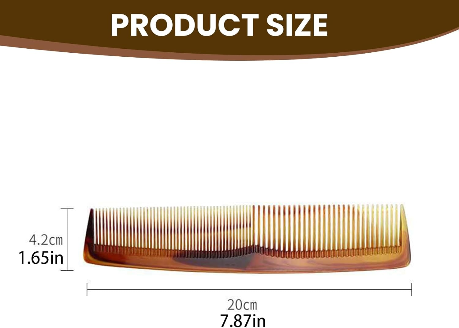 Agwenkui Tortoise Shell Comb, Mens Pocket Sized Hair Comb to Detangle and Style Long or Short - Hair Comb Beard Comb Mens Comb with Two Teeth Widths for Styling and Scalp Stimulation (1) image number 2