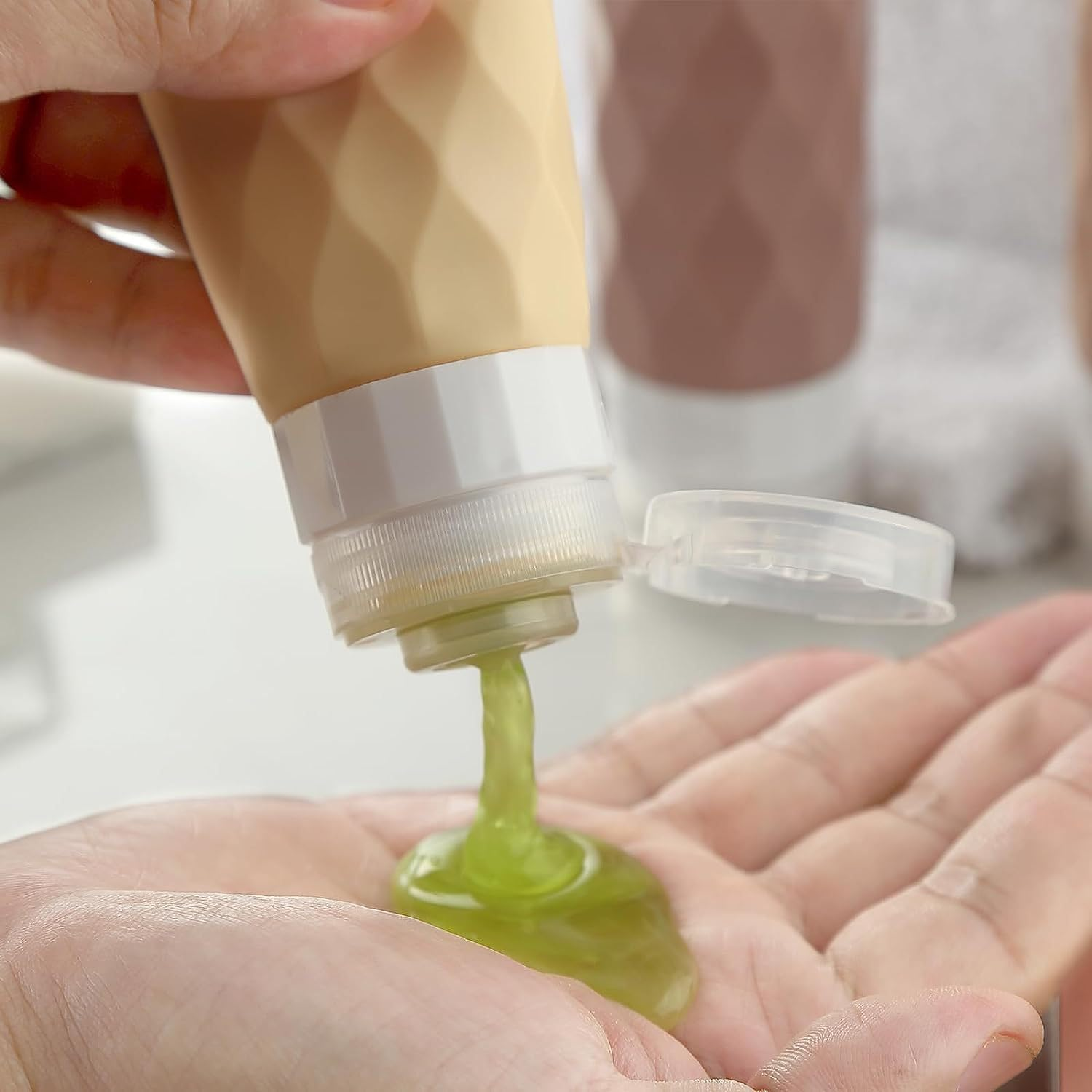 4-Pack Silicone Travel Bottles Set - Leakproof Toiletry Containers for Shampoo & Body Wash | Eco-Friendly Squeeze Tubes with PVC Pouch image number 2