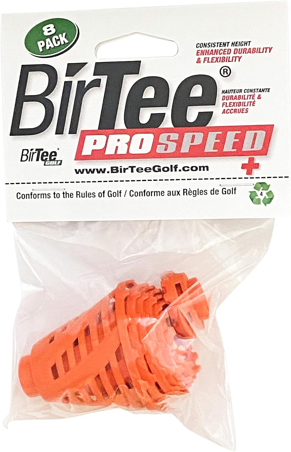 Birtee Golf Tees - PRO Speed plus with Flexibility & Durability - 8 Pack. Indoor Golf Tees/Golf Simulator Tees/Winter Plastic Golf Tees