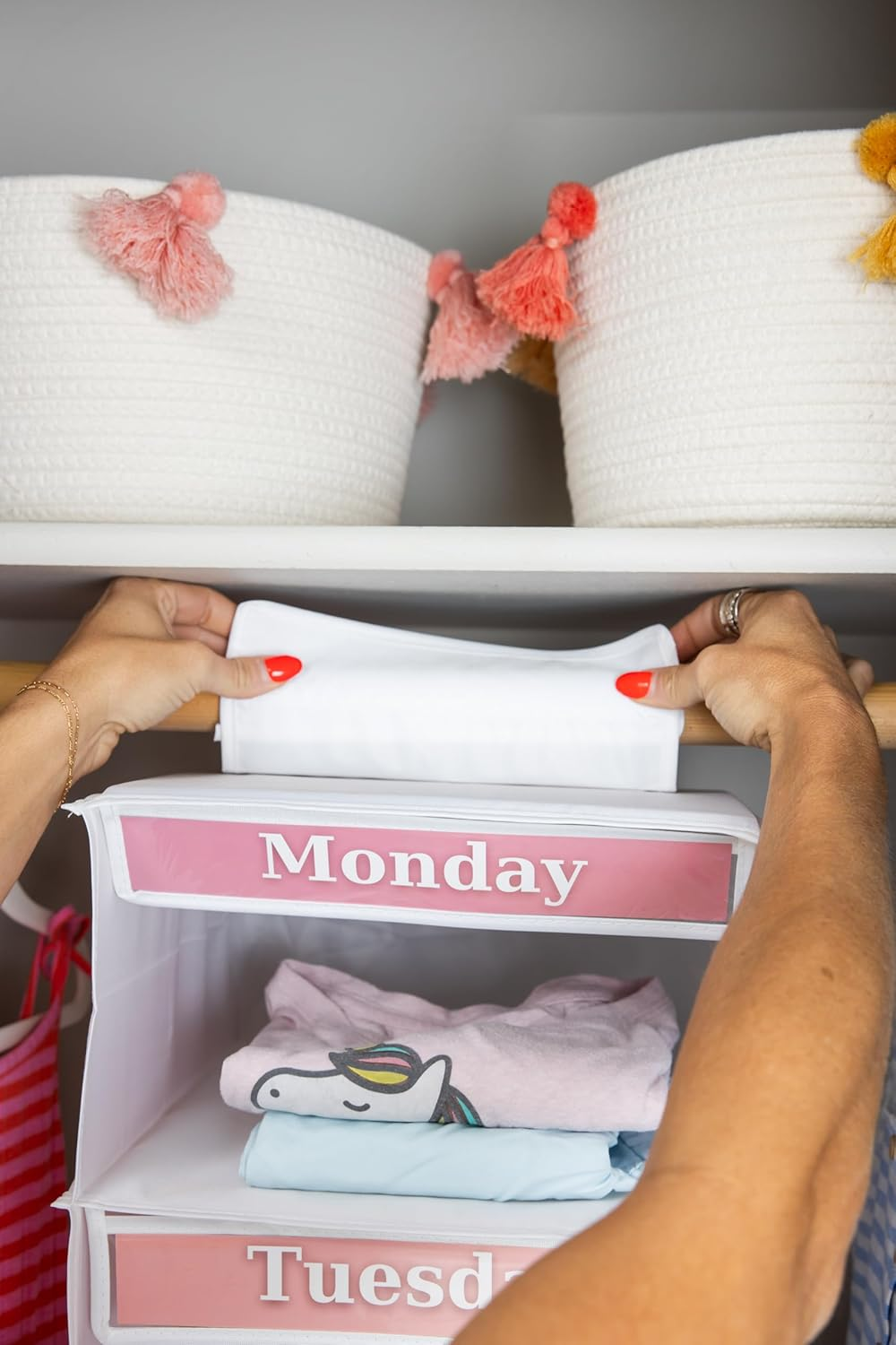 5-Shelf Weekly/Weekday Clothes Organizer for Kids (33&rdquo;) School/Day of the Week, Monday through Friday