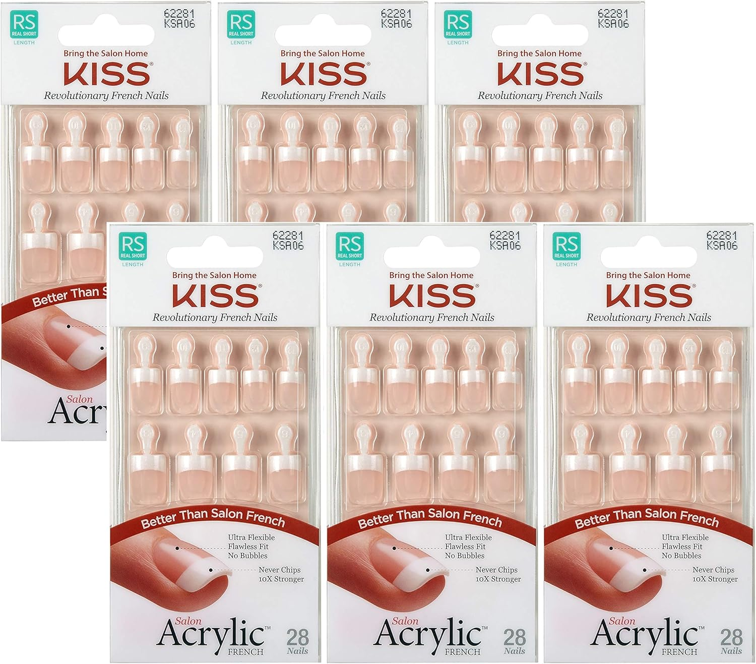KISS Salon Acrylic French Nails Kit Pet Peeve Real Short (6 PACK) image number 2
