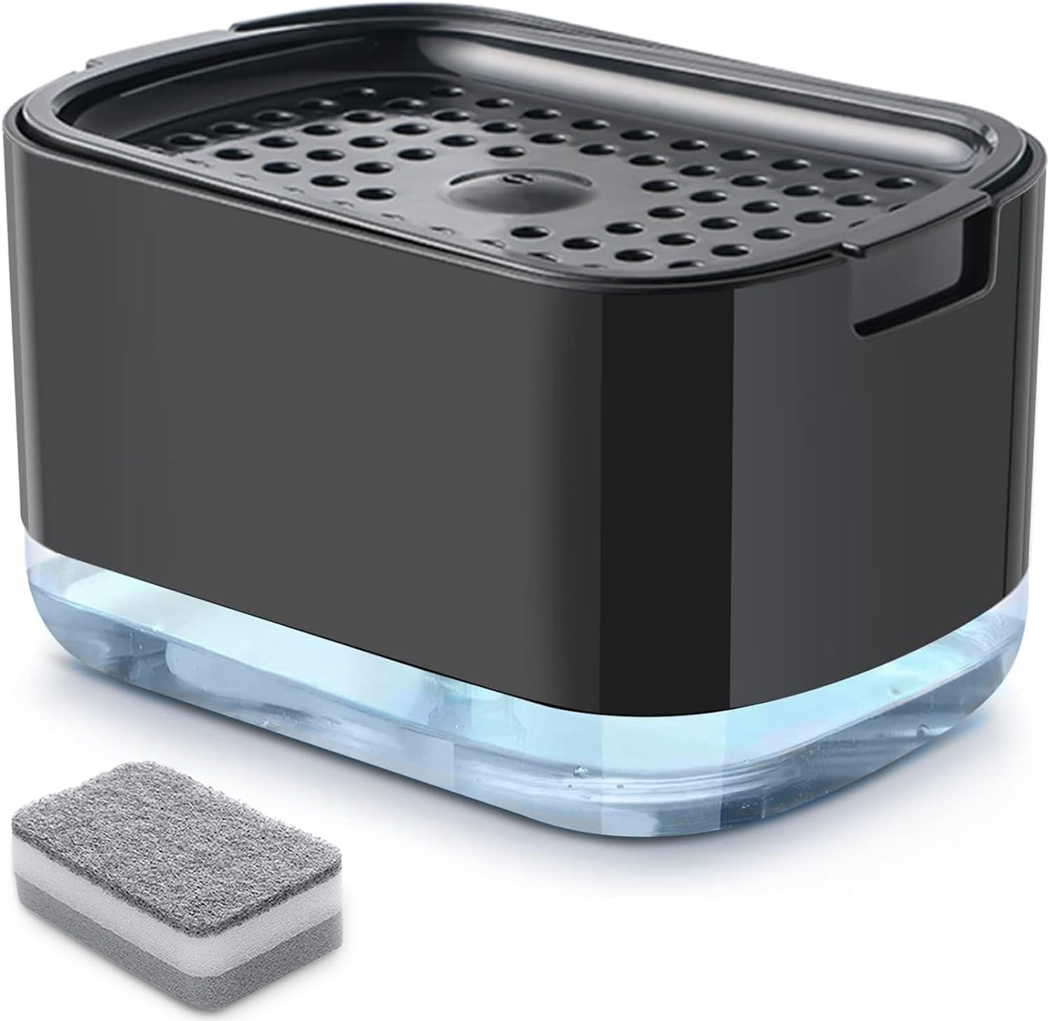 RUFCRIL Soap Pump Dispenser and Sponge Holder, 10 Ounces / 300Ml Dish Soap Dispenser for Kitchen,White