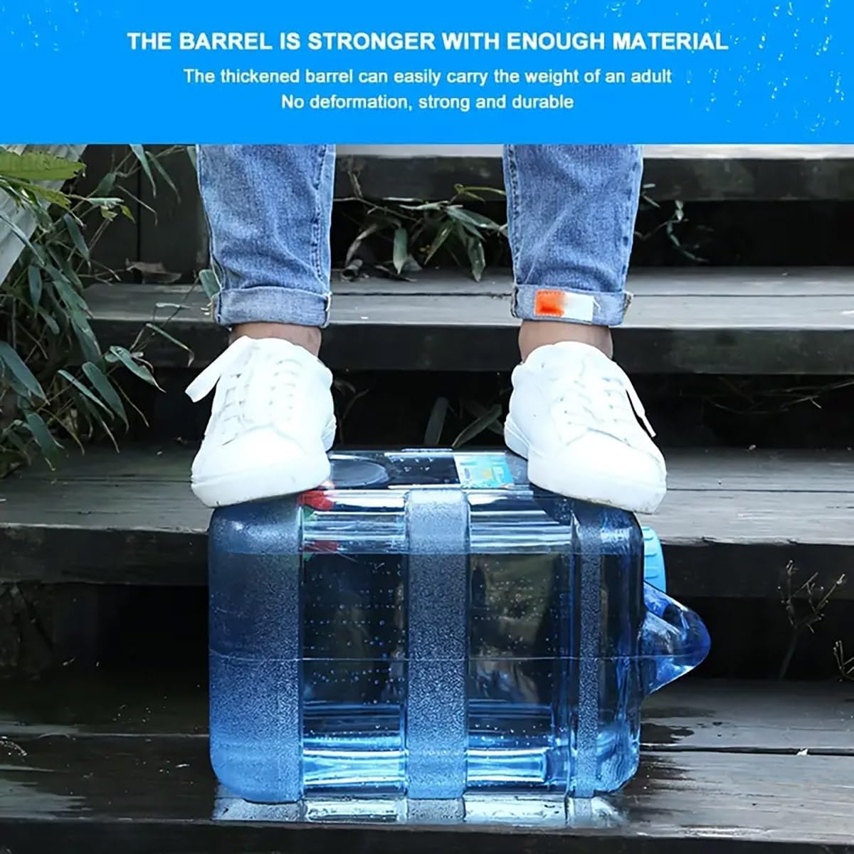 AIMALL Outdoor Water Storage Container, 1.98/2.64/3.96 Gallons, Leak-Proof Portable Drinking Water Jug with Tap for Camping, Blue image number 3