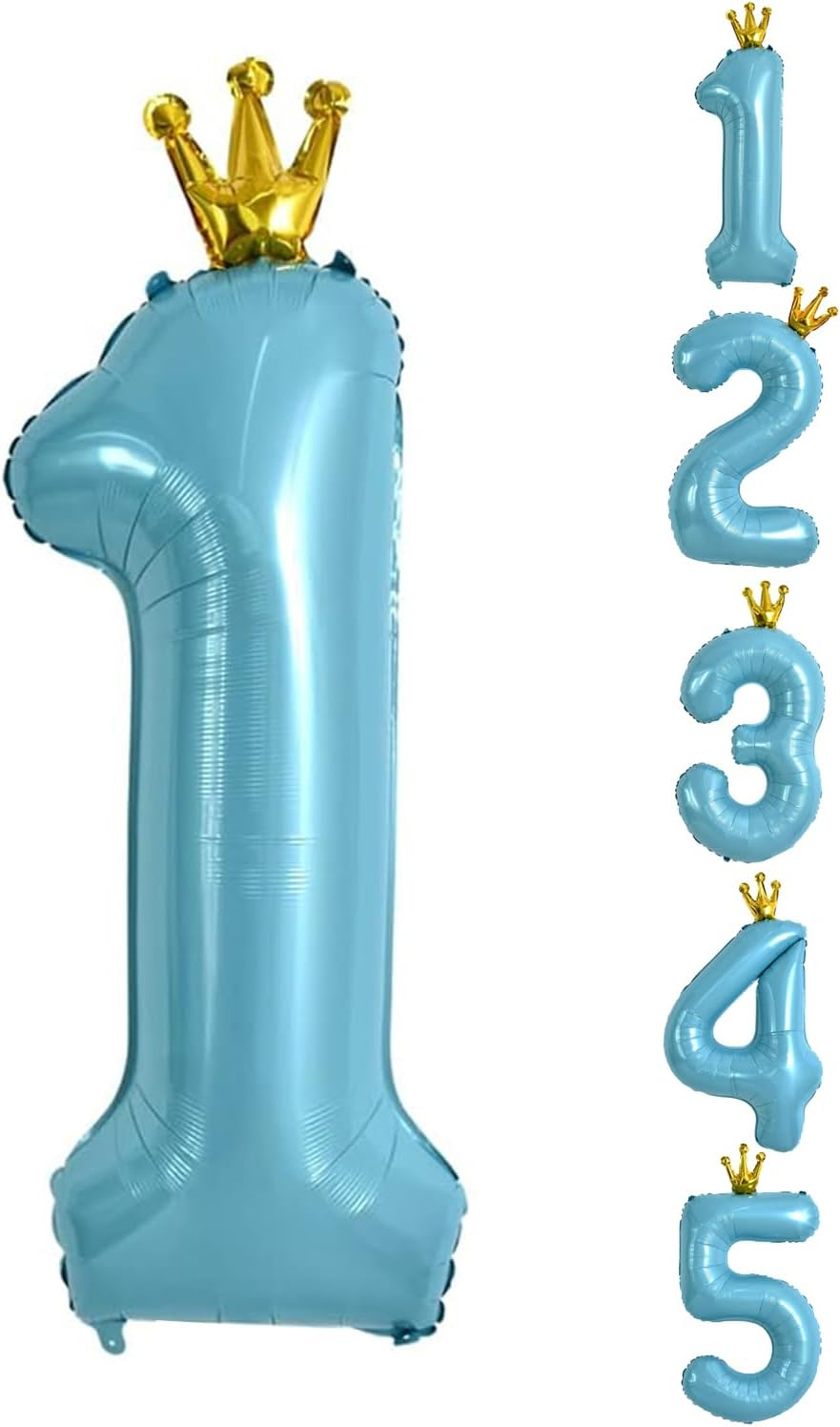 40 Inch Blue Large Numbers Balloon 1-5 Birthday Party Decorations, Foil Mylar Big Number Balloon Digital 1 for Birthday Party Wedding Bridal Photo Shoot