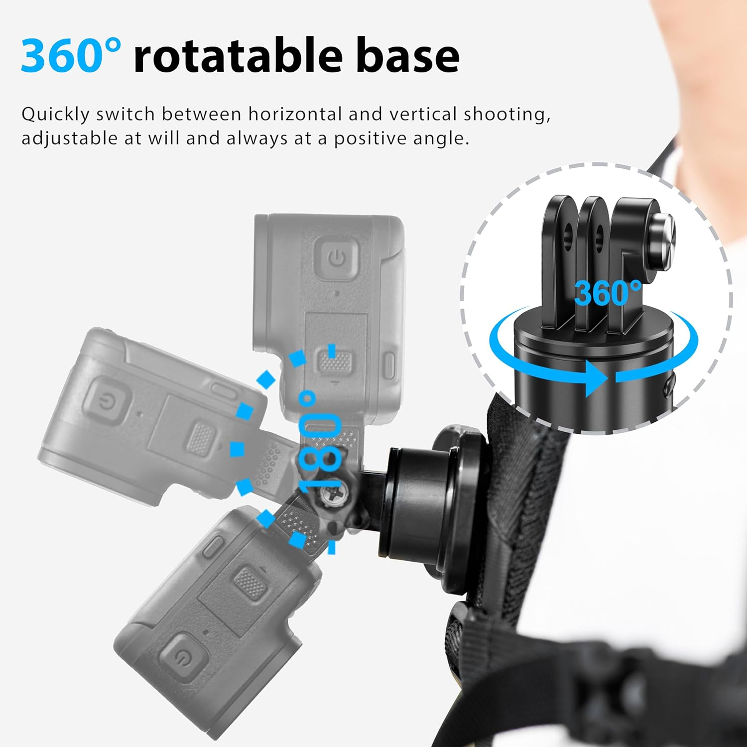 STARTRC OSMO Pocket 3 360&deg; Rotation Backpack Clip Mount Shoulder Strap Accessories for DJI Pocket 3/OSMO Pockt/Action Cameras, Black image number 2