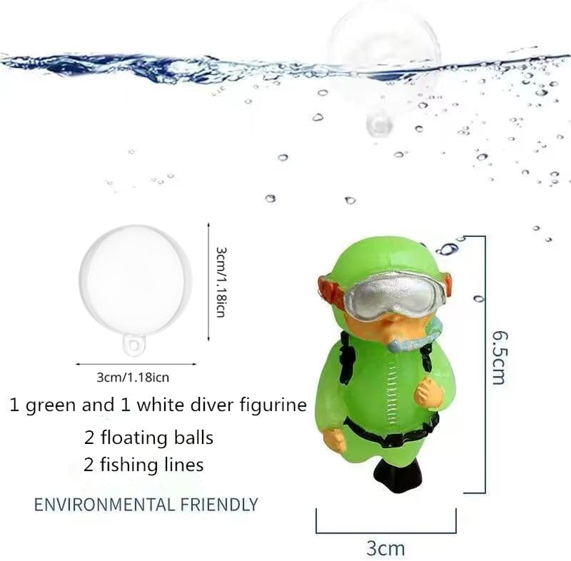 Floating Aquarium Decoration, Cute Device Fish Aquarium Decoration, Safe Fish Toy Betta Cichlid Gold Fish Shrimp Hermit Crab Game Companion Aquarium Accessories (Diver) image number 4