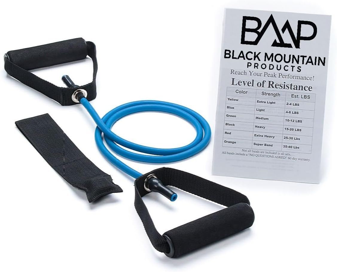 Black Mountain Products Exercise Single Resistance Band with Door Anchor and Starter Guide