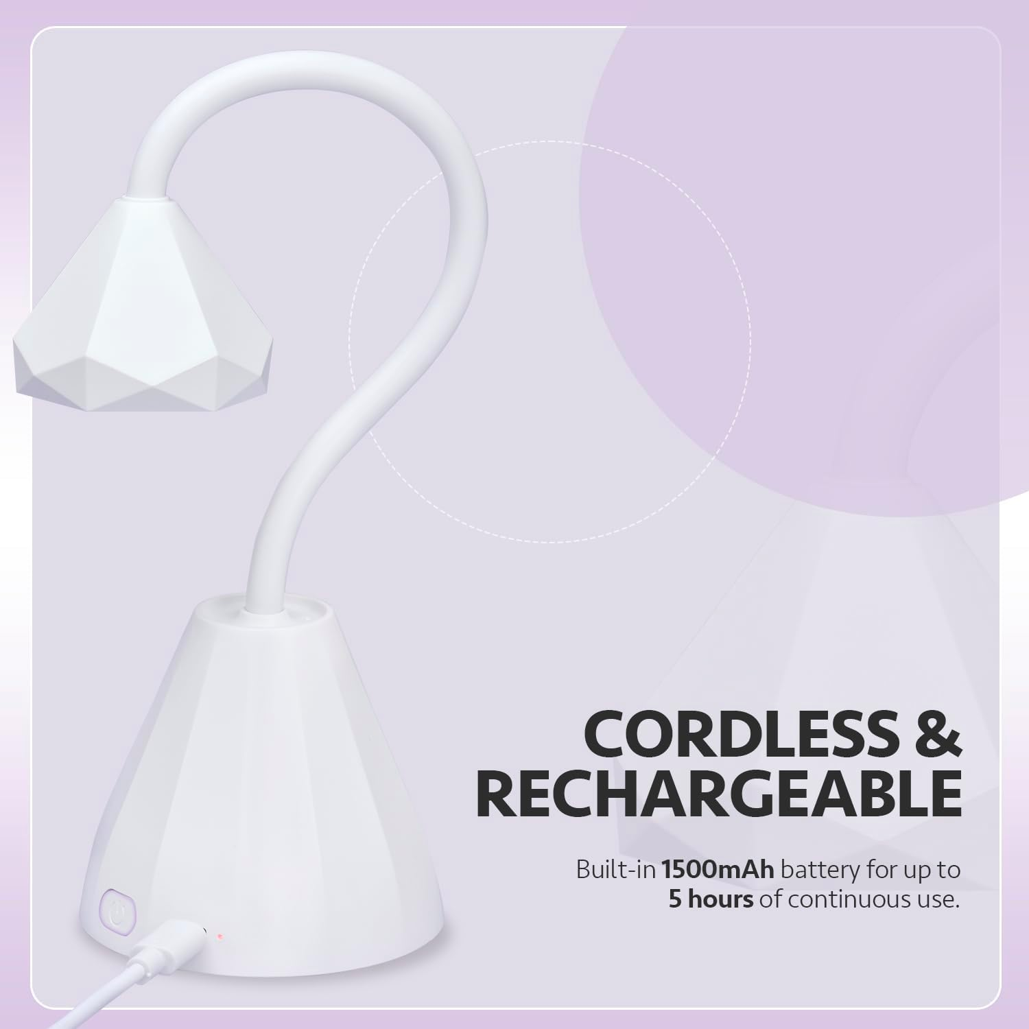 GAOY Omin-Cure Nail Lamp, Rechargeable UV Light for Gel Nails, Cordless, Salon Manicure and DIY at Home image number 4