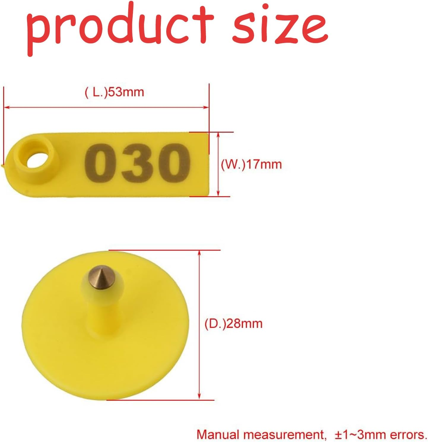 100 Pcs Durable Yellow Livestock Ear Tags Numbered 1-100 with Vibrant Color and Printed Words for Cattle, Sheep, Pigs image number 4