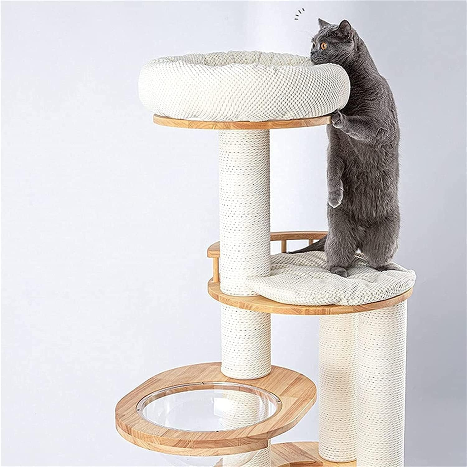 Stable Cat Tree Wear-Resistant Cat Tower Multilevel Play Climbing and Cat Condo with Platform Playground image number 3