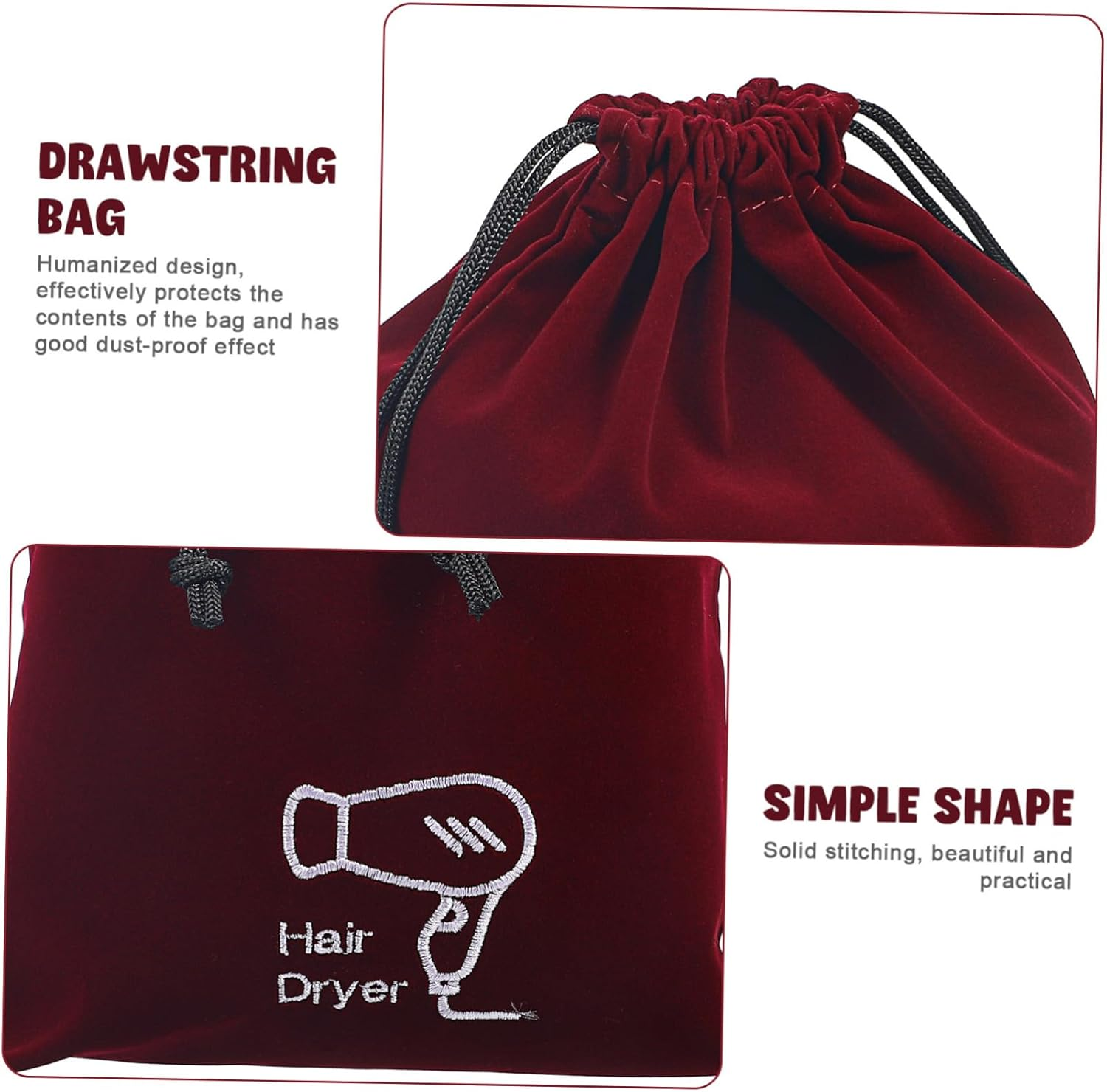 Healeved 5Pcs Hair Dryer Bag Drawstring Blow Dryer Storage Pouch for Home Travel Mesh Design and Organizer Function for Traveling and Organizing Toiletries image number 6