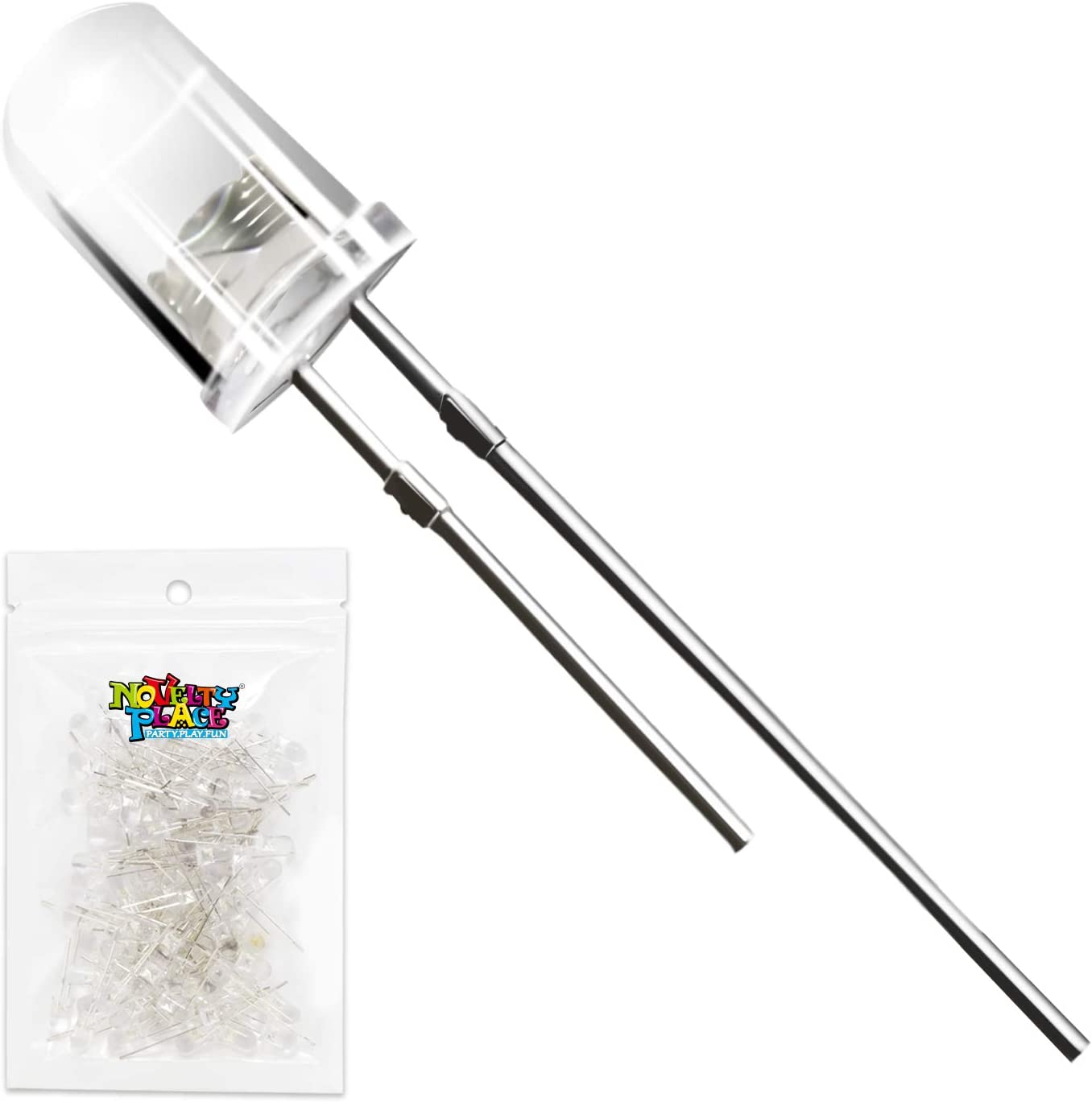 Novelty Place 5Mm Light Emitting Diodes - LED Bulbs Electronic Components (Pack of 100 - Clear White)