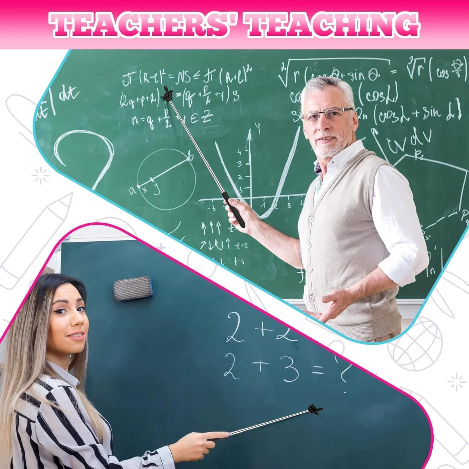 2Pcs Pointer Finger Stick &ndash; Multipurpose Teacher Supplies Pointer Stick, Classroom Pointer and Finger Pointer Stick, Engaging Colors &ndash; Classroom Essentials for Effective Presentations（Black） image number 4