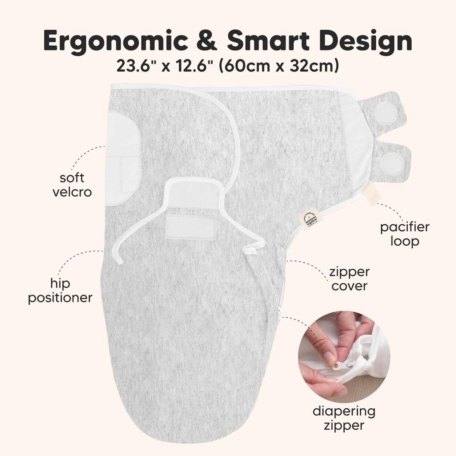 3-Pack Baby Swaddle Wrap with Zipper - Organic Newborn Swaddle, Baby Sleep Sack 3-6 Months, Nursery Swaddles, Easy Nappy Change Zipper Infant Swaddles, Baby Swaddle Blanket (Aspire Large) image number 7