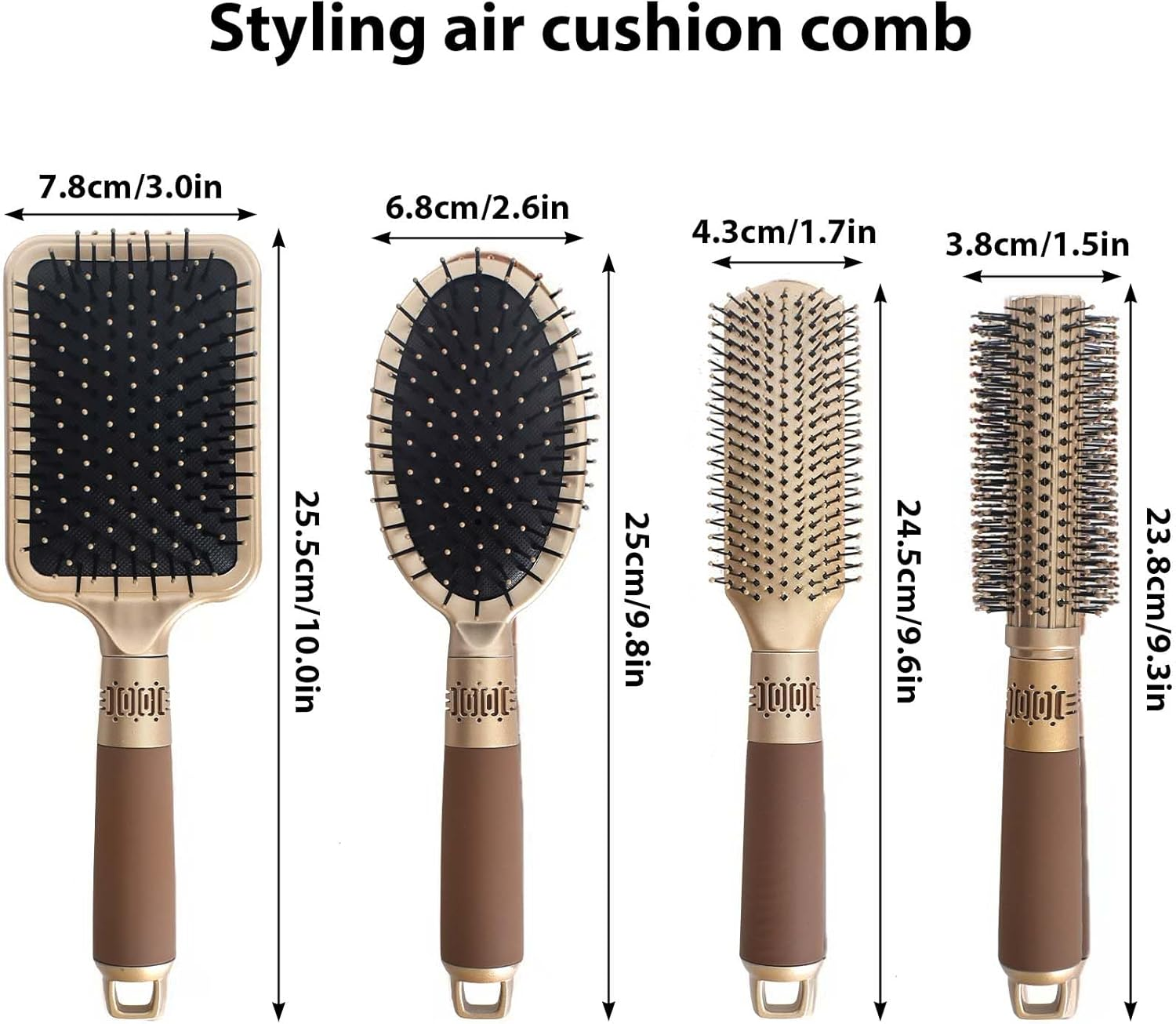 Colexy Set of 4 Hair Brush Set, Anti-Static Massage Relaxation Brushes, Professional Styling Hair Brush for Men and Women, Hair Brush without Pulling for Styling, Curling, Blow-Drying And image number 6