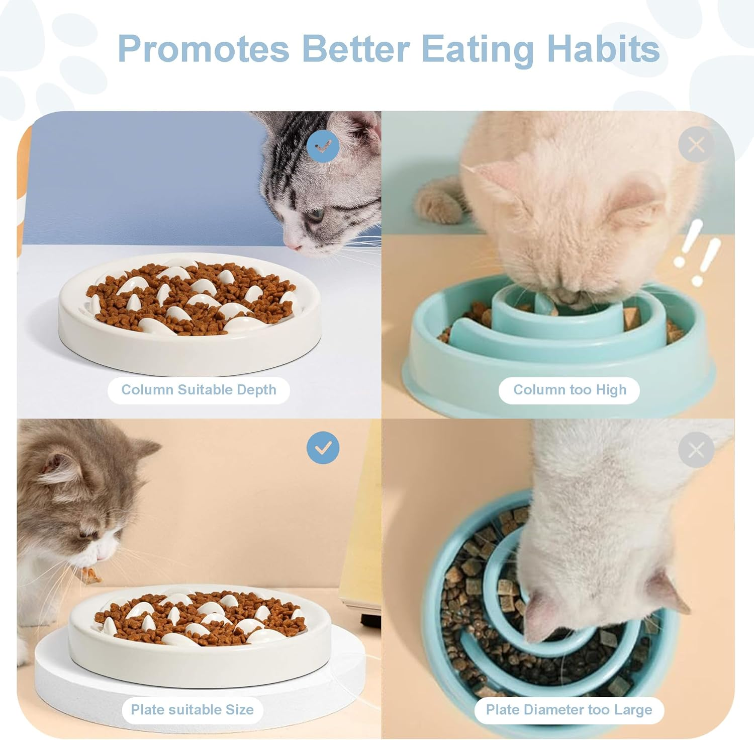 Slow Feeder Bowl for Cats and Small Dogs,Cilkus Fish Pool Design, Fun Interactive Bloat Stop Puzzle Feeder Bowl Healthy Eating Diet Made of Melamine Food Grade Material Dishwasher Safe (White)