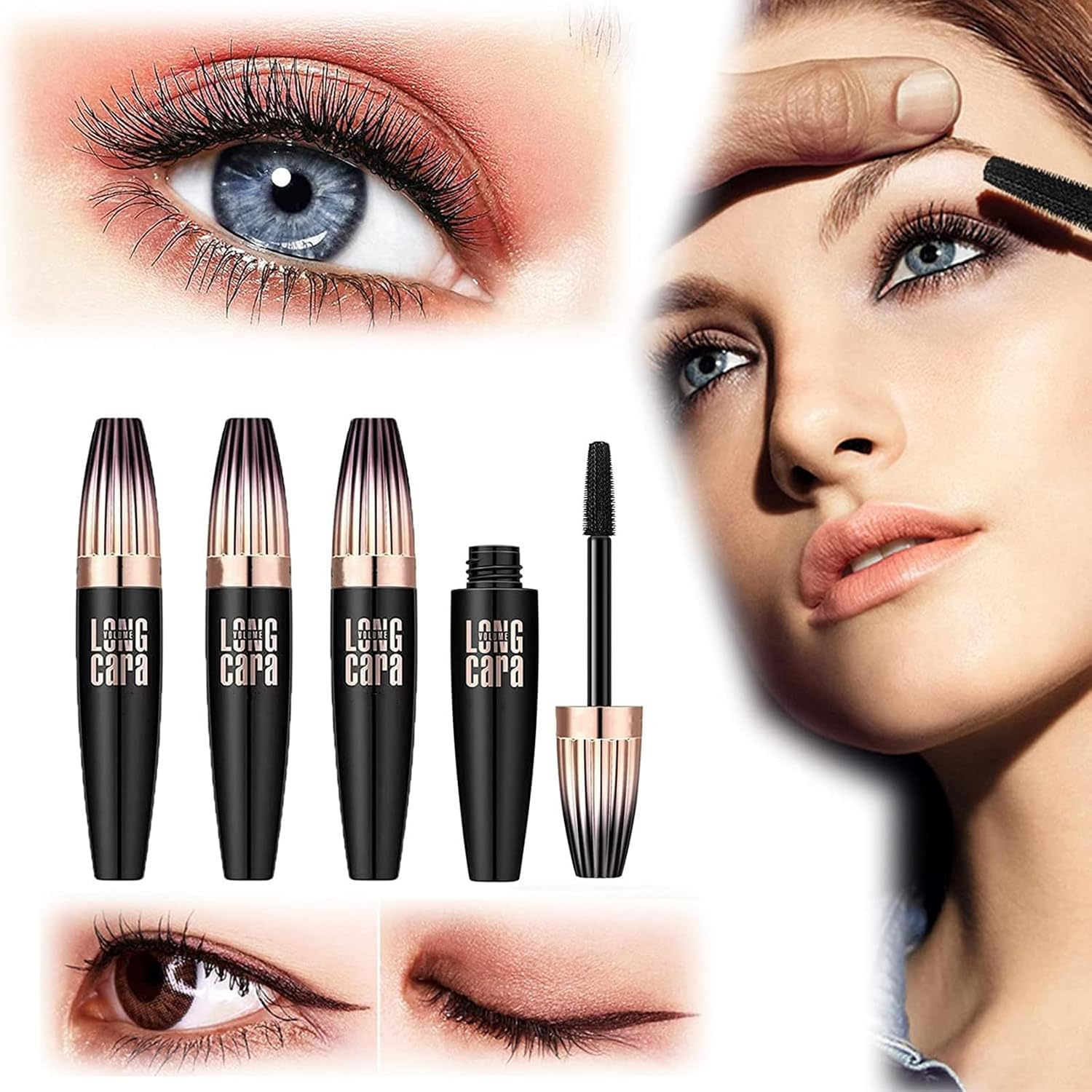 My Amazing Lashes 4D Volume and Length Silk Fiber Mascara - Long-Lasting, Smudge Proof for Voluminous Eyelashes (Black, 4PCS) image number 4