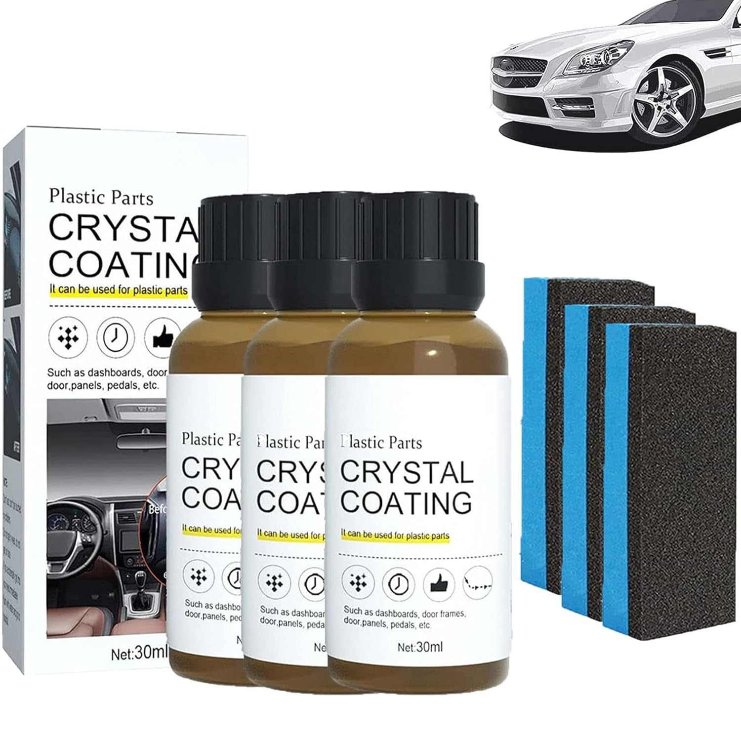 3Pcs Upattend Plastics Parts Crystal Coating,Crystal Coating for Car Plastic Parts,Automotive Exterior and Interior Parts Scratch Remover image number 3