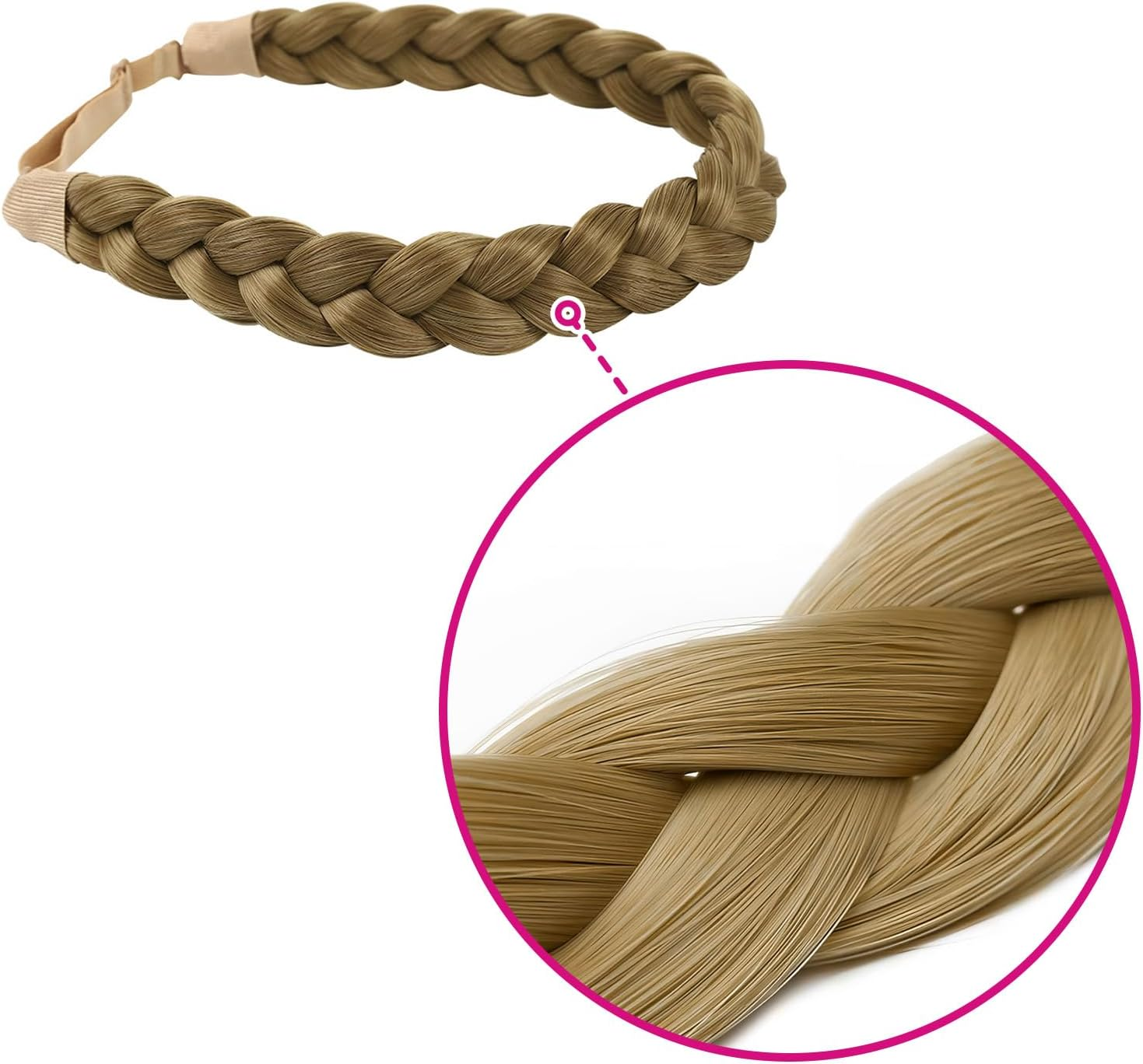 DHWEKU Costume Headband Dirndl Hair Band Braided Headband Women'S Braided Headband Hair Band 3 Strands Synthetic Hair Costume Headband Hairpiece for Wedding Christmas image number 3