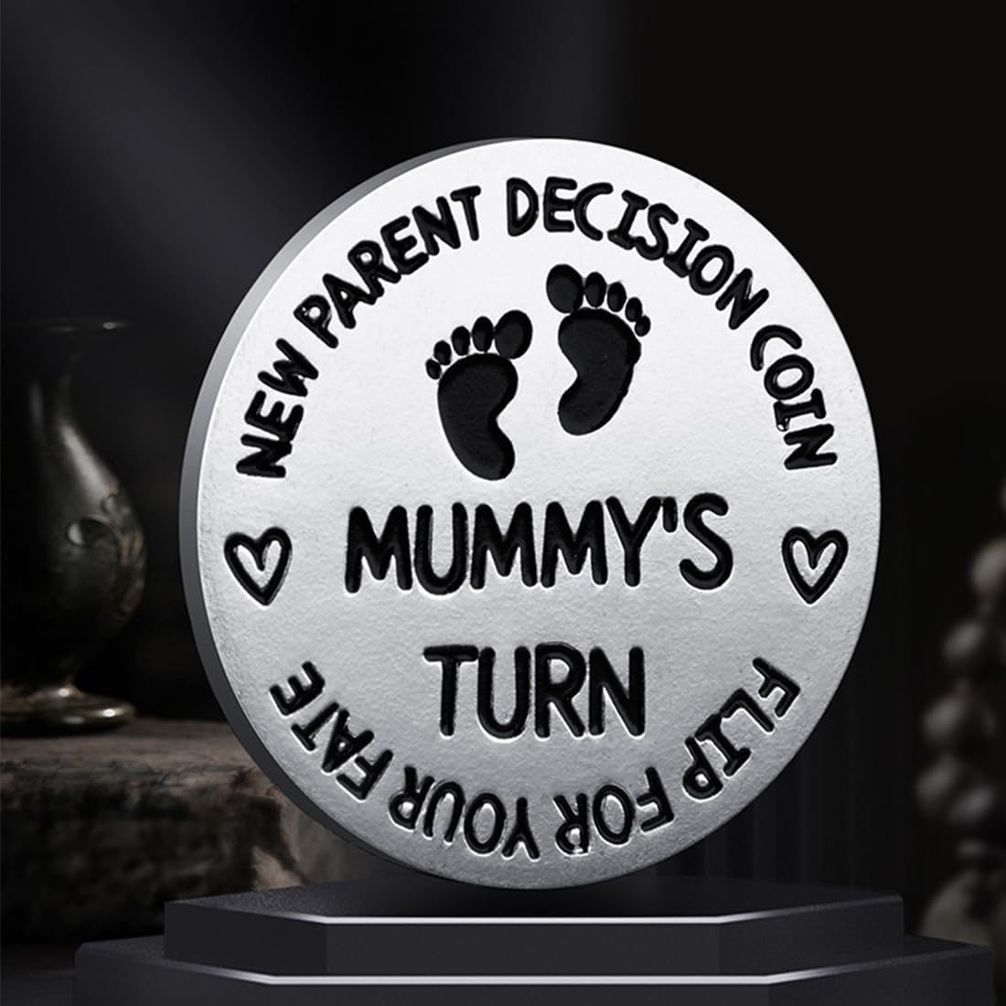 Funny First Time Decision Coin, Pregnant Expectant Mother and Dad, Gifts for Birth, Christening Gifts for Girls, Boys, Baby, after Birth, Gift Idea, Cooler, 30 Mm image number 1