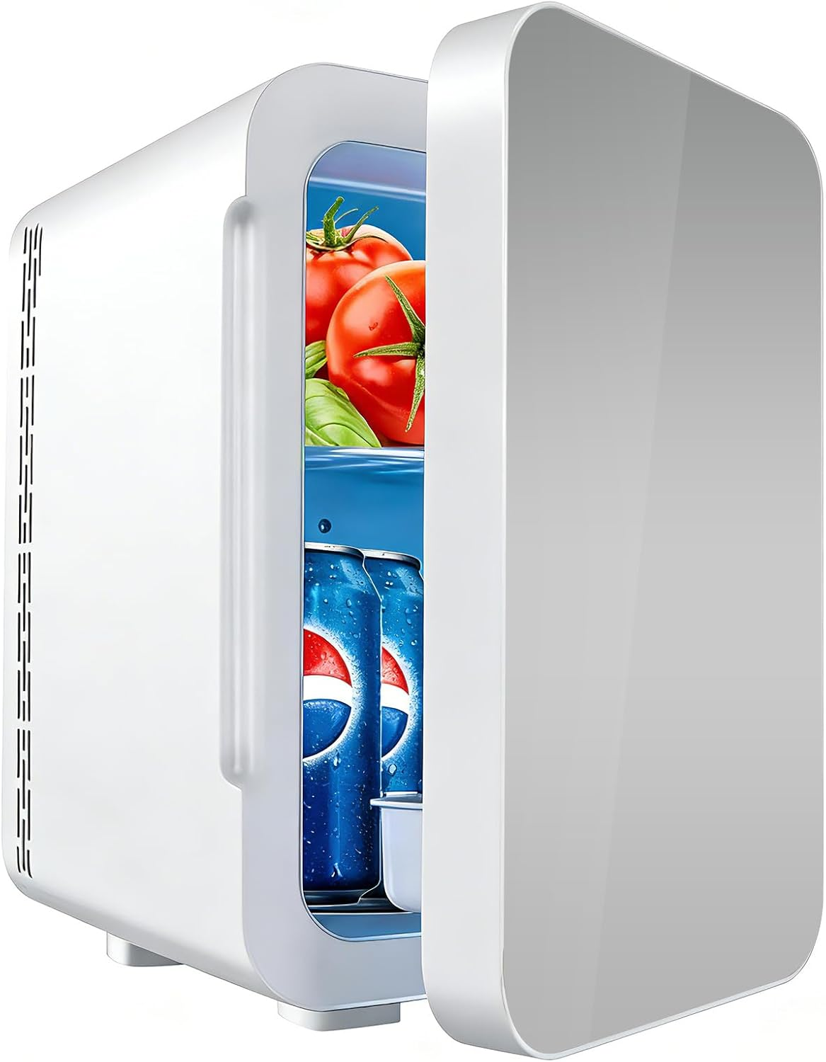 22L Mini Fridge, Portable Mini Fridge for Bedroom, 2-In-1 Personal Cooler Car Refrigerator, DC 12V and AC Cords, for Bedroom Home Office Travel, Silver image number 3