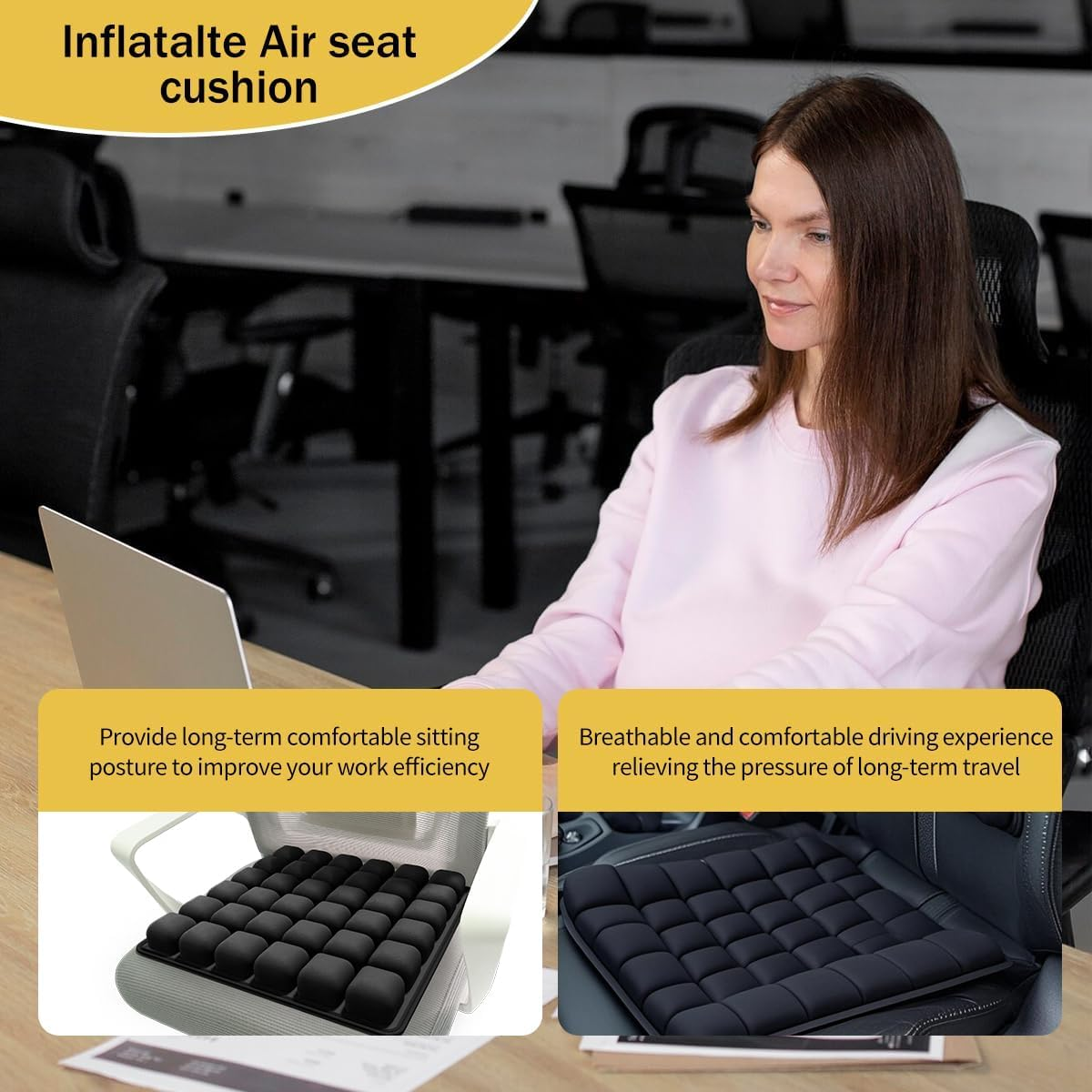 Travel Cushion,Portable Travel Cushion,3D Air Cell Seat Cushion,With 36 Air Bags,For Pressure Relief,Tailbone Protection,Suitable for Airplanes,Wheelchairs,Car Sets,Office Chairs image number 6