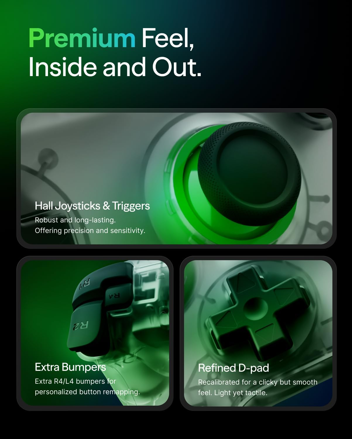 VITURE &times; 8Bitdo Ultimate 2C 3-Mode Wireless Gaming Controller for Neckband, Android & Windows | Xbox Layout | Hall Effect Joysticks | Linear Triggers | L4/R4 Mapping | Wired, Bluetooth & 2.4G image number 4