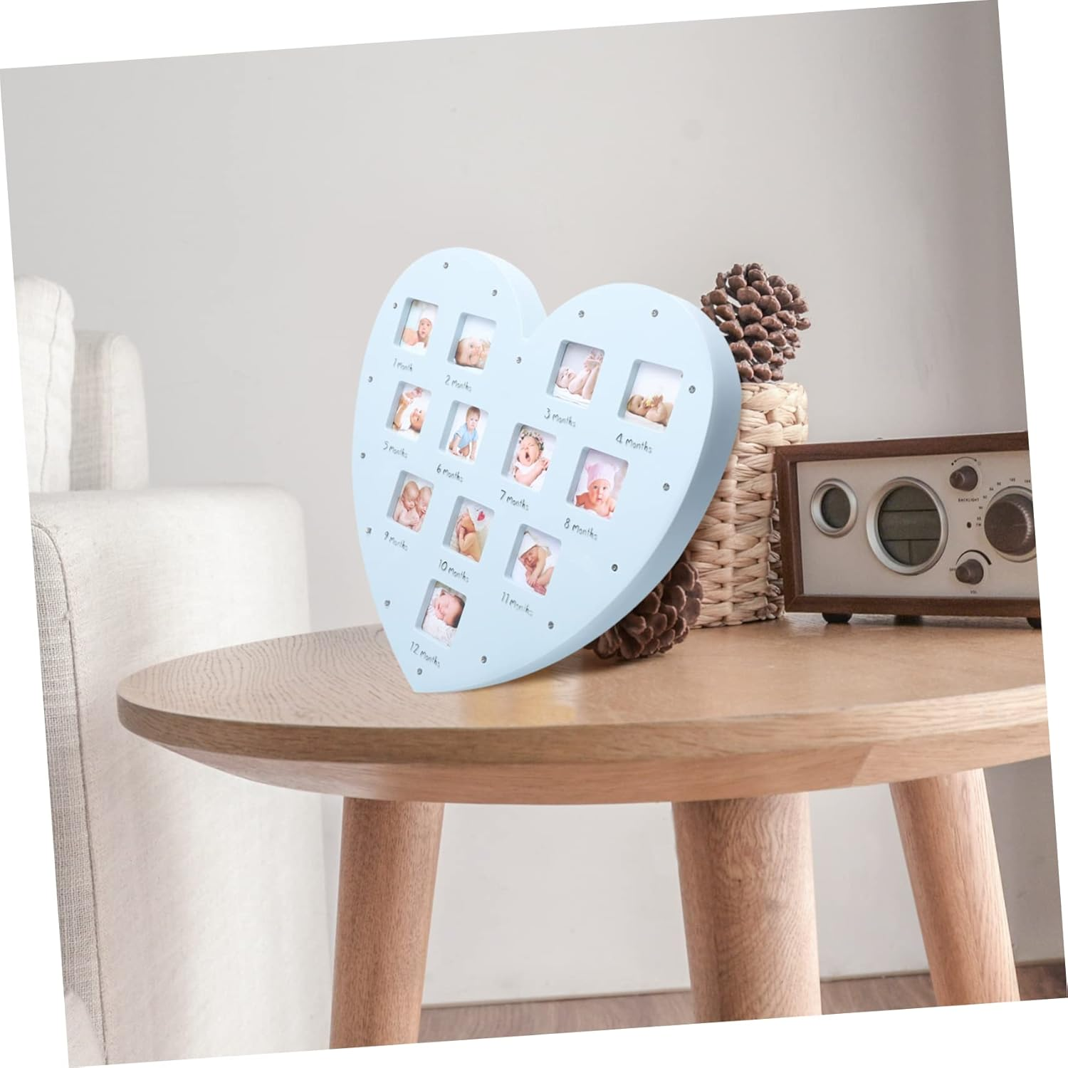 1Pc Heart Shaped Month Growth Picture Frame for Creative Photo Decor for First Year Wall Hanging Table Ornament Keepsake for Parents image number 6