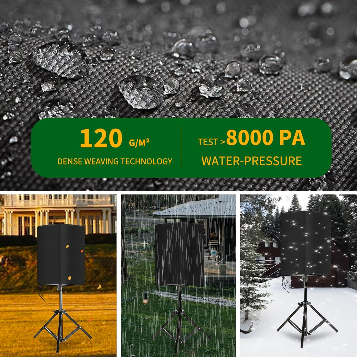 Speaker Cover, Heavy Duty Outdoor Speaker Covers Waterproof 12 Inch PA/DJ Powered Speaker Mounted on Stand Dust Cover (19"L X 20"W X 30"H)