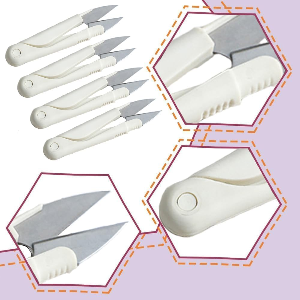 U-Shaped Sewing Thread Scissors with Protective Cover, 4 Piece U Shaped Sewing Cutters with Cap, Small U Shape Sewing Scissor U-Shape Fabric Scissors image number 1