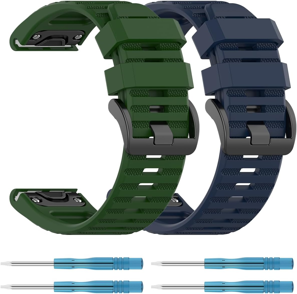 T Tersely 2 Pack Quickfit Sport Strap for Garmin Enduro3/Fenix 8/7X/7X Pro/6X/6X Pro/5X,26Mm Soft Silicone Watch Band Replacement for Garmin Fenix 5X Plus/Fenix 3/Fenix 3Hr/Tactix7/Bravo/Enduro2