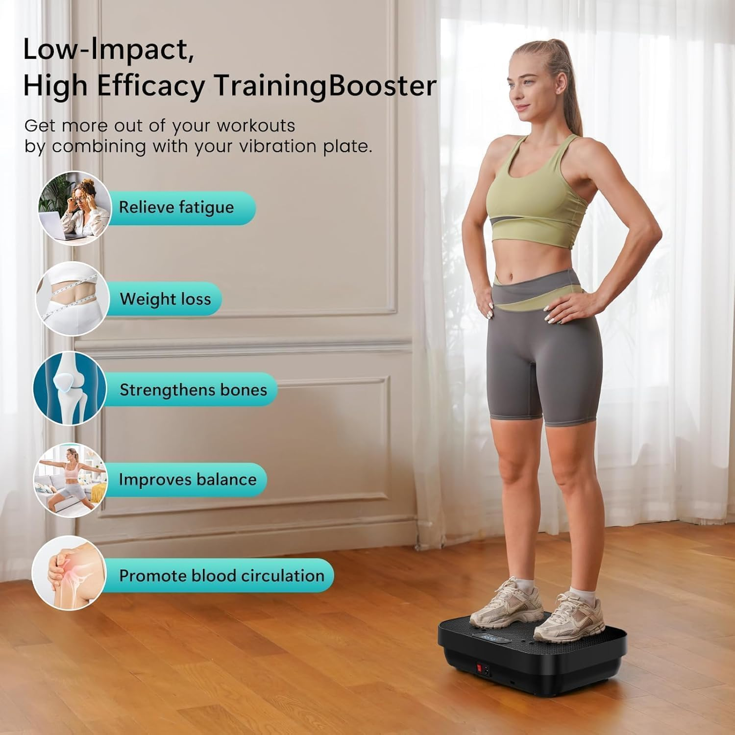 Vibration Plate Exercise Machine Lymphatic Drainage, Portable Full Body Vibration Platform Machine for Weight Loss, Full Body Workout Vibrate Fitness Platform image number 1