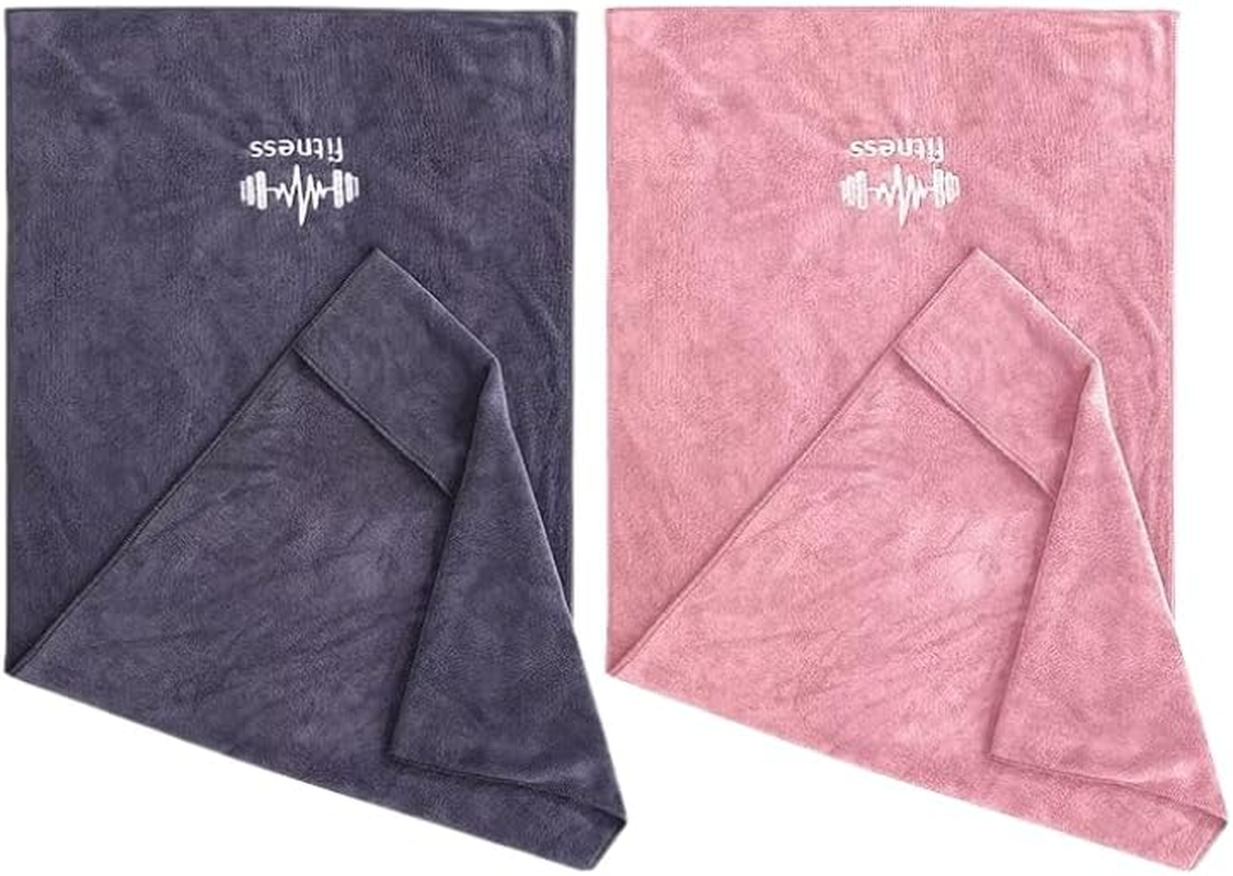Set of 2 Sports Towels 95 X 40 Cm Microfiber Fast Drying Fitness Sweat Towels Gym Towel with Fixation Fitness Towel for the Gym with Cover Non-Slip Function Quick Dry Towel (Light Blue + Light Gray)